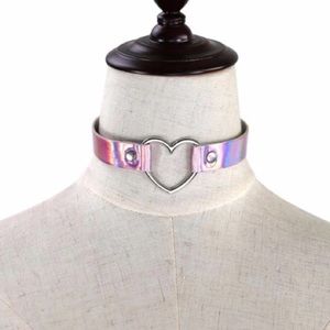 Pastel Holographic Heart Collar Choker Necklace
